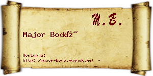 Major Bodó névjegykártya